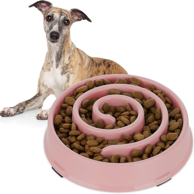 Pawzy Bol Anti-engloutissement pour chien, rose, lavable au lave-vaisselle