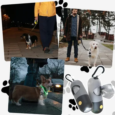 Pawzy Distributeur de sacs à excréments pour chien avec lampe