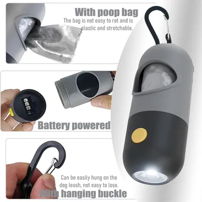 Pawzy Distributeur de sacs à excréments pour chien avec lampe