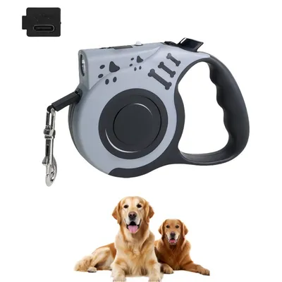 Pawzy Corde de traction pour chien auto - extensible avec lumière USB