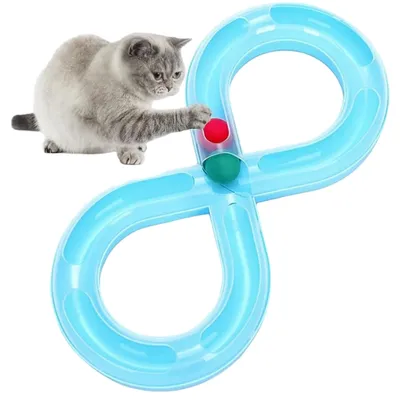 Pawzy Jeu tournant avec balle pour chat - Version bleue