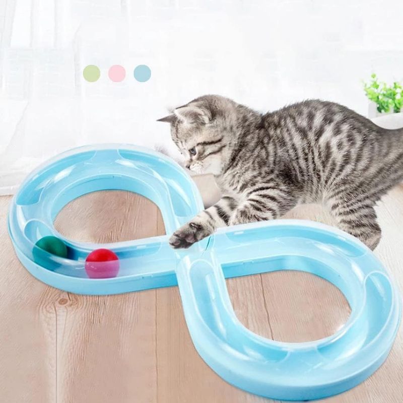 Pawzy Jeu tournant avec balle pour chat - Version bleue