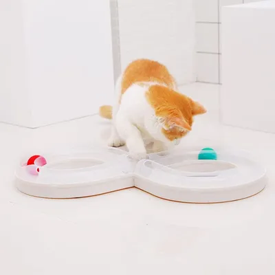Pawzy Jeu tournant avec balle pour chat - Version bleue