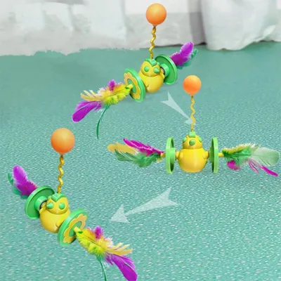 Pawzy Jouet à plume tournant 360° pour chat