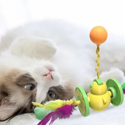 Pawzy Jouet à plume tournant 360° pour chat