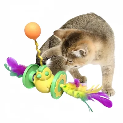 Pawzy Jouet à plume tournant 360° pour chat