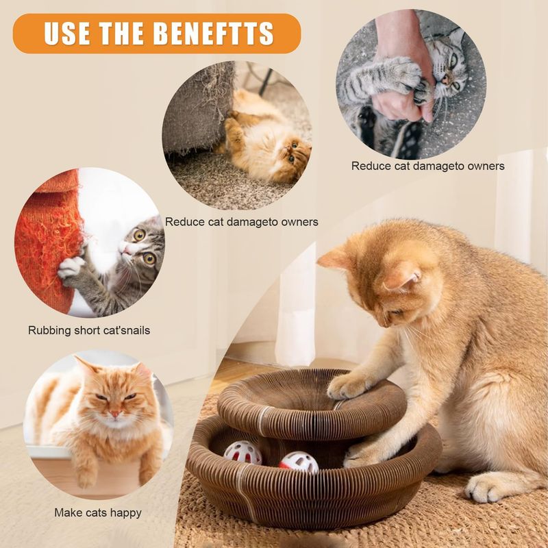 Pawzy Boule à grelot menthe - Jouet interactif pour chat avec griffoir
