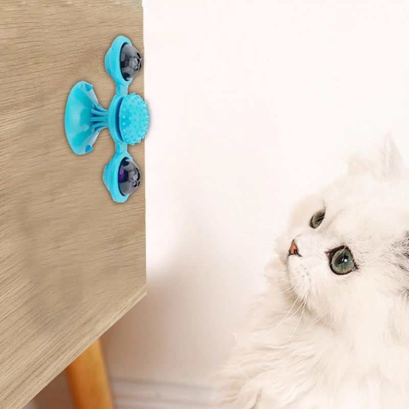 Pawzy Jouet interactif chat : Plateau tournant LED + masseur-brosse à dents
