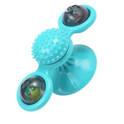 Pawzy Jouet interactif chat : Plateau tournant LED + masseur-brosse à dents