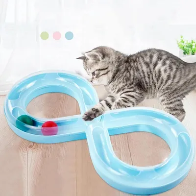 Pawzy Disque à balle tournante pour chat - Blanc