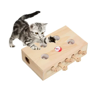 Pawzy Jouet interactif 3 en 1 pour chat en bois