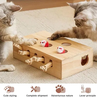 Pawzy Jouet interactif 3 en 1 pour chat en bois