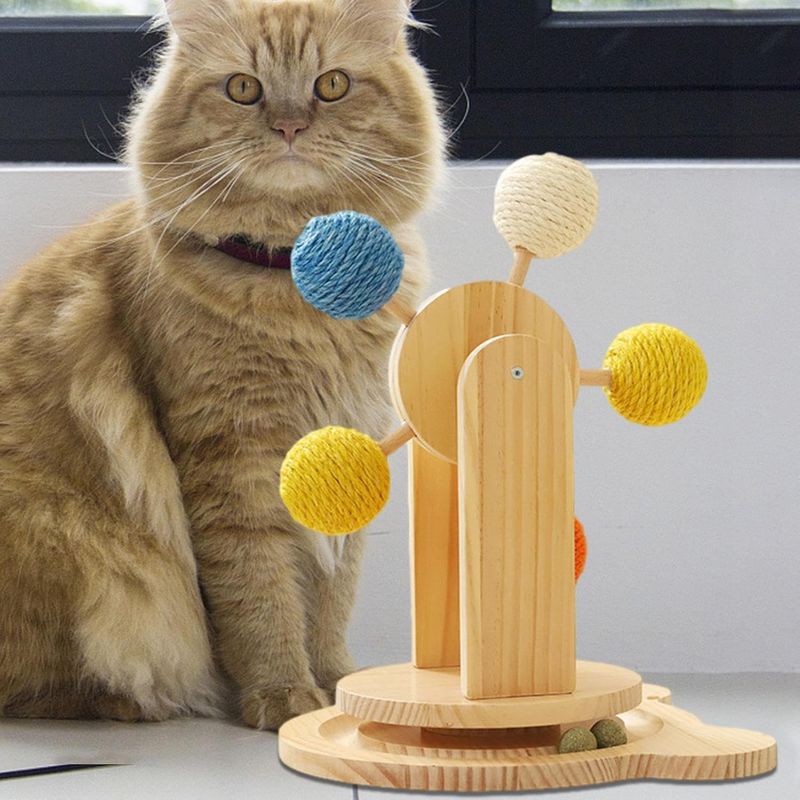 Pawzy Grattoir rotatif avec balles pour chat