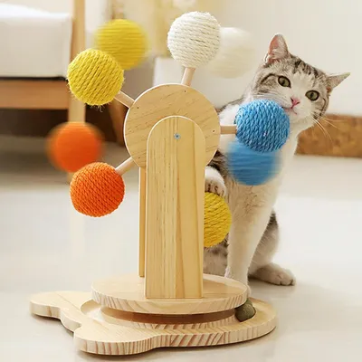 Pawzy Grattoir rotatif avec balles pour chat