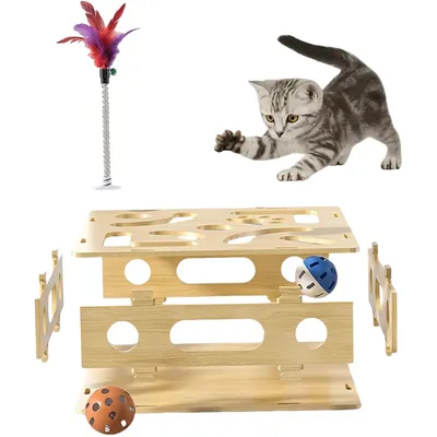 Pawzy Boîte à jeu puzzle pour chat avec balles