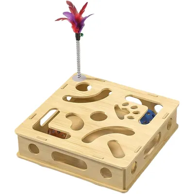 Pawzy Boîte à jeu puzzle pour chat avec balles Pawzy Boîte à jeu puzzle pour chat avec balles