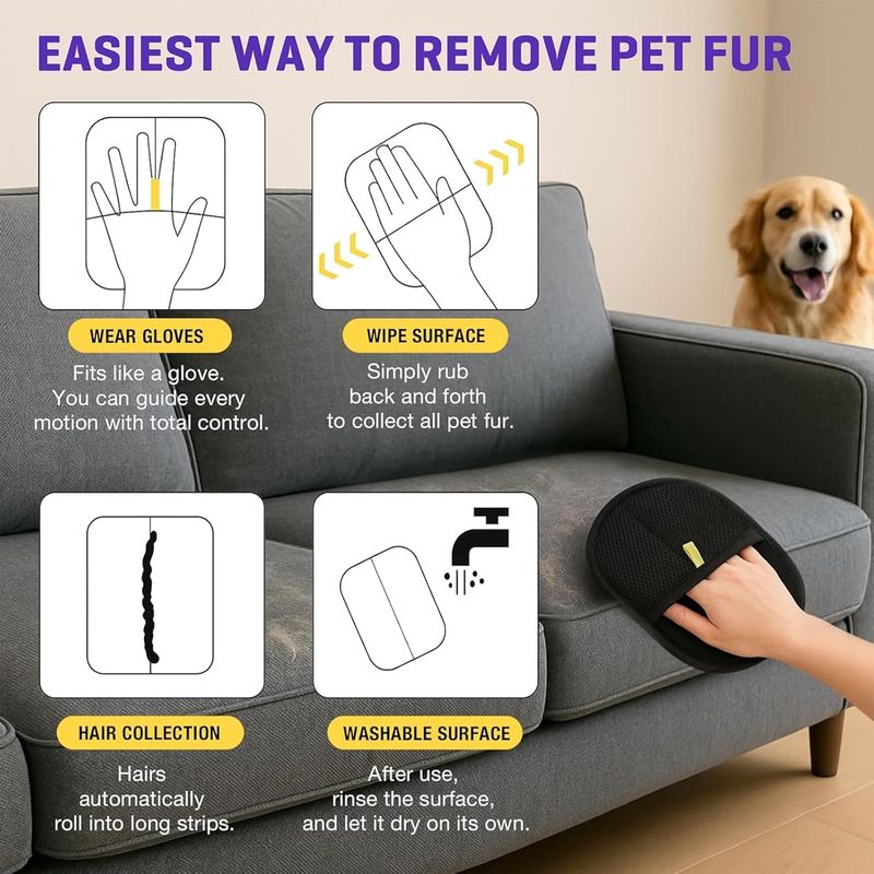 Pawzy Gant épilateur électrostatique pour chats/chiens (1 pièce)