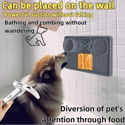 Pawzy Tapis anti-fuite pour chiens- Mangeoire lente à ventouses (gris)