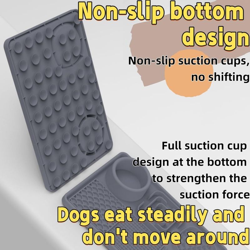 Pawzy Tapis anti-fuite pour chiens- Mangeoire lente à ventouses (gris)