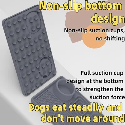 Pawzy Tapis anti-fuite pour chiens- Mangeoire lente à ventouses (gris)