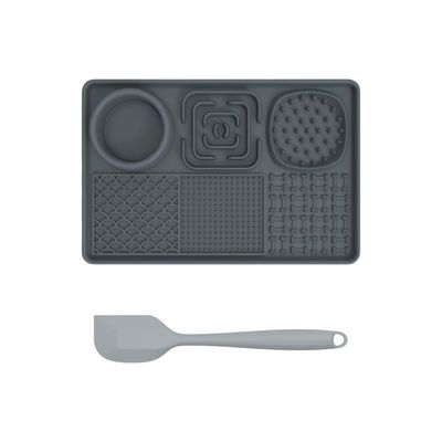 Pawzy Tapis anti-fuite pour chiens- Mangeoire lente à ventouses (gris)