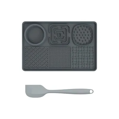 Pawzy Tapis anti-fuite pour chiens- Mangeoire lente à ventouses (gris)