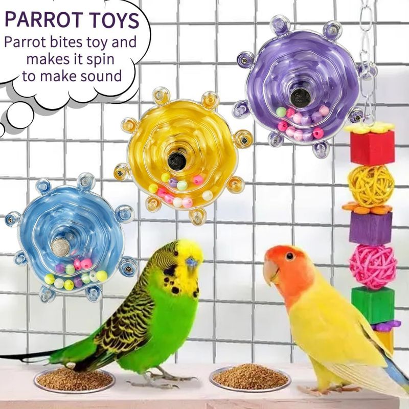 Pawzy Jouet rotatif 360° bleu pour perroquets