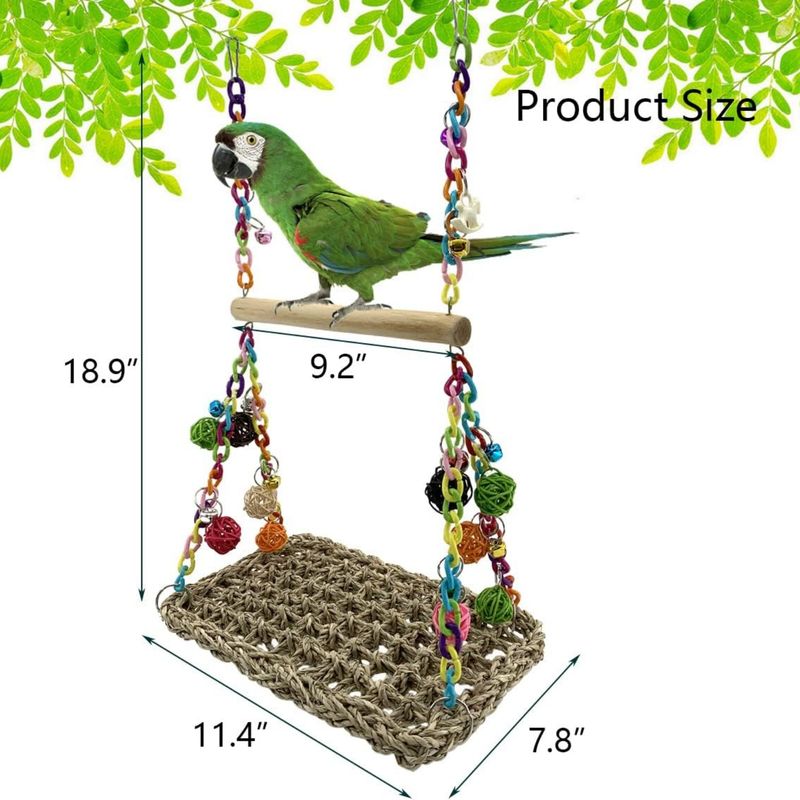 Pawzy Balançoire en jonc de mer pour petits oiseaux