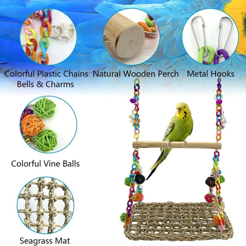 Pawzy Balançoire en jonc de mer pour petits oiseaux