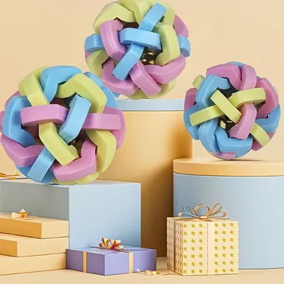 Pawzy Lot de 3 jouets colorés pour chien (Taille S/M/L)