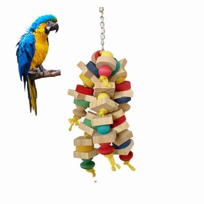 Pawzy Jouet de mordillage en bois pour perroquet