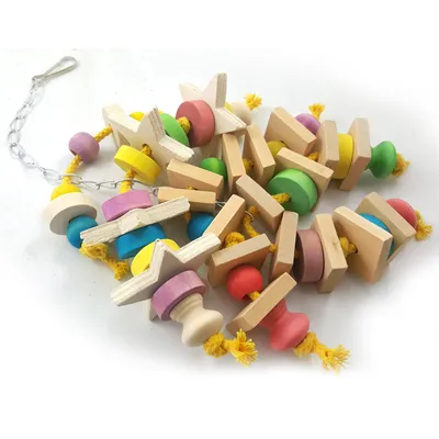 Pawzy Jouet de mordillage en bois pour perroquet