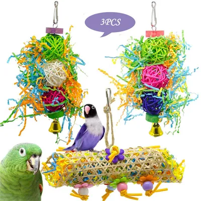 Pawzy Jouet combiné en trois pièces pour perroquet