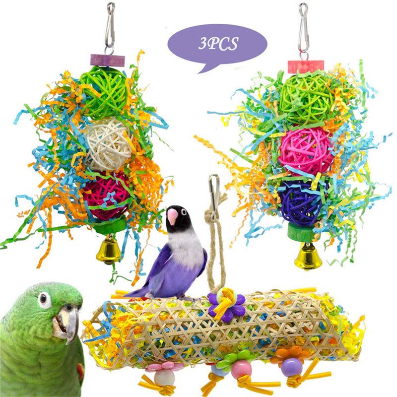 Pawzy Jouet combiné en trois pièces pour perroquet