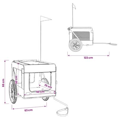 vidaXL remorque de vélo pour animaux de compagnie Fer