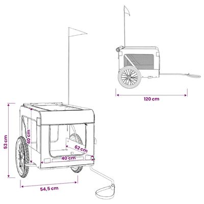 vidaXL remorque de vélo pour animaux de compagnie Fer