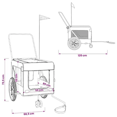 vidaXL Remorque de vélo pour chien Oxford