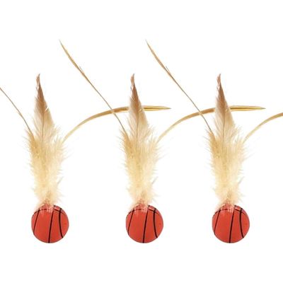 ZENITHMIND 3 Pcs Balle Rebondissante Chat avec Plume（basket-ball）