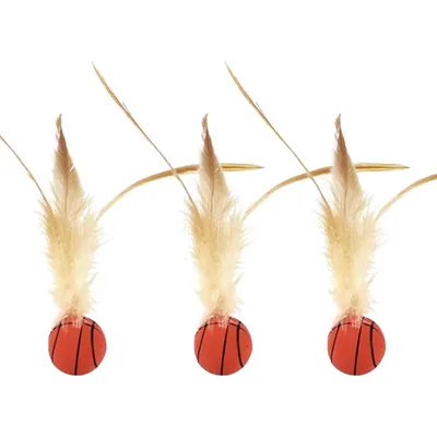 ZENITHMIND 3 Pcs Balle Rebondissante Chat avec Plume（basket-ball）