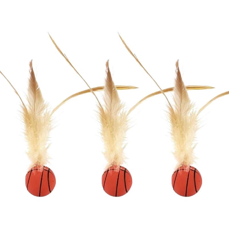 ZENITHMIND 3 Pcs Balle Rebondissante Chat avec Plume（basket-ball）