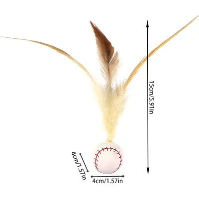 ZENITHMIND 3 Pcs Balle Rebondissante Chat avec Plume（baseball）