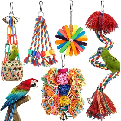 Jouets pour oiseaux, perchoir en corde avec clochette