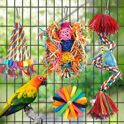 Jouets pour oiseaux, perchoir en corde avec clochette