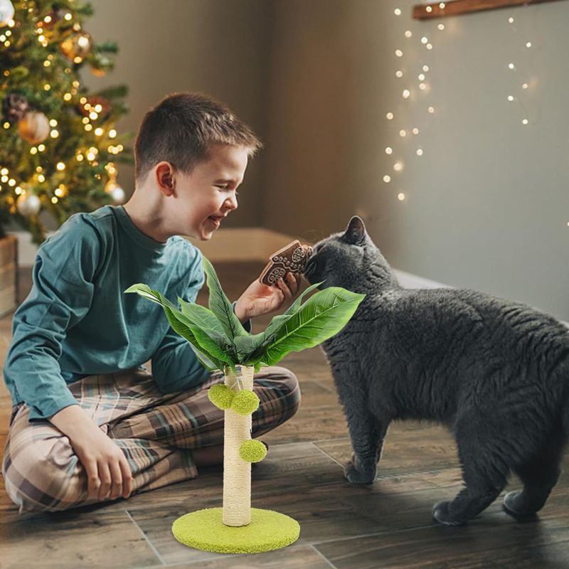 Griffoir pour chat avec jouets suspendus