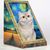 Maison pour chat avec griffoir et peinture à l'huile recto verso