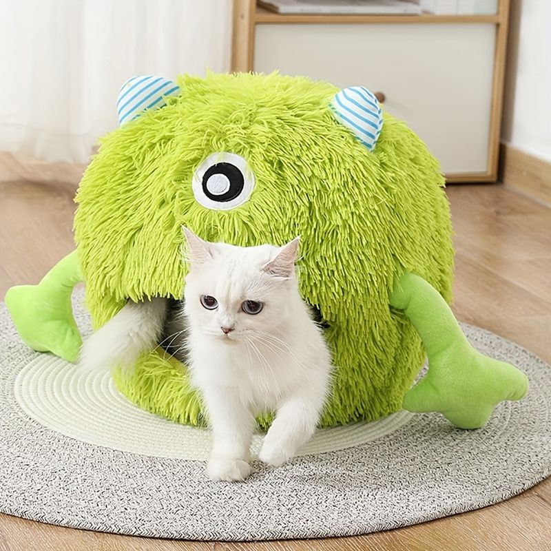 Panier pour chat, Lit en peluche Monstre de dessin animé