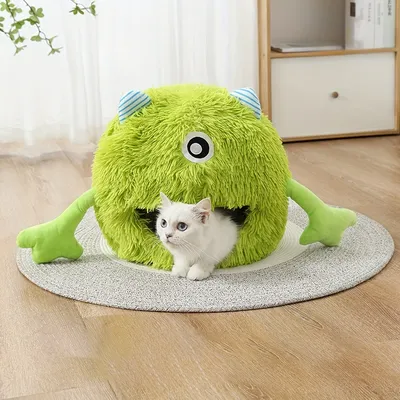 UAMLY Panier pour chat, Lit en peluche Monstre de dessin animé