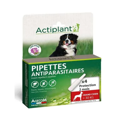 Pipettes Actiplant - Grand Chiens  L 30kg  - Bio