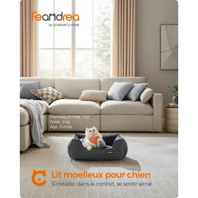 Feandrea Panier pour Chiens, Lit pour Animaux, Canapé, en Tissu Façon Lin