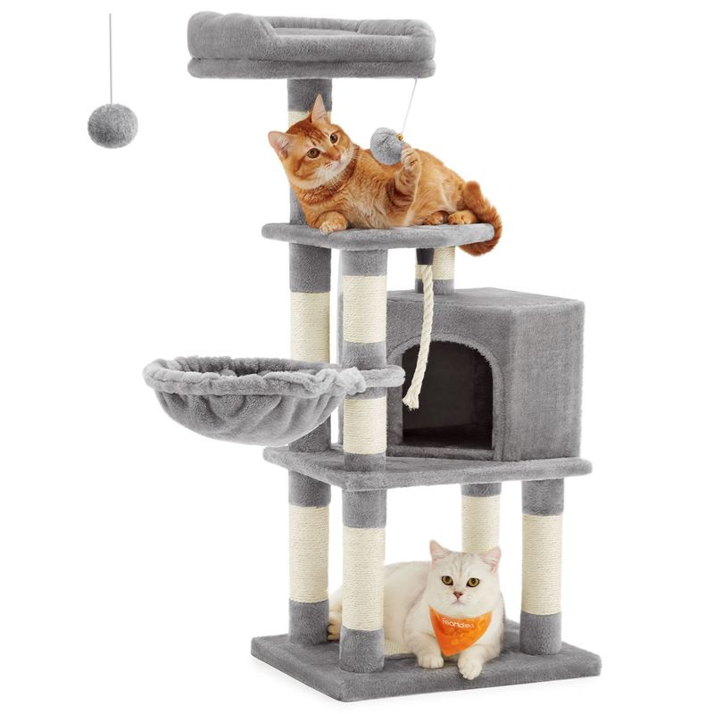 Feandrea Arbre à Chat Hauteur 110 cm, Tour de Jeux, Multi-Niveaux
